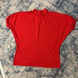 Vintage Sky Lite Red Mock Neck Dolman Short Sleeve Top Made In USA
